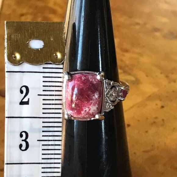 Norwegian Thulite Ruby Sterling Silver Ring - Picture 6 of 8